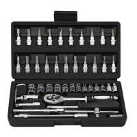 Набір ключів та насадок 46 предметів у чорному кейсі